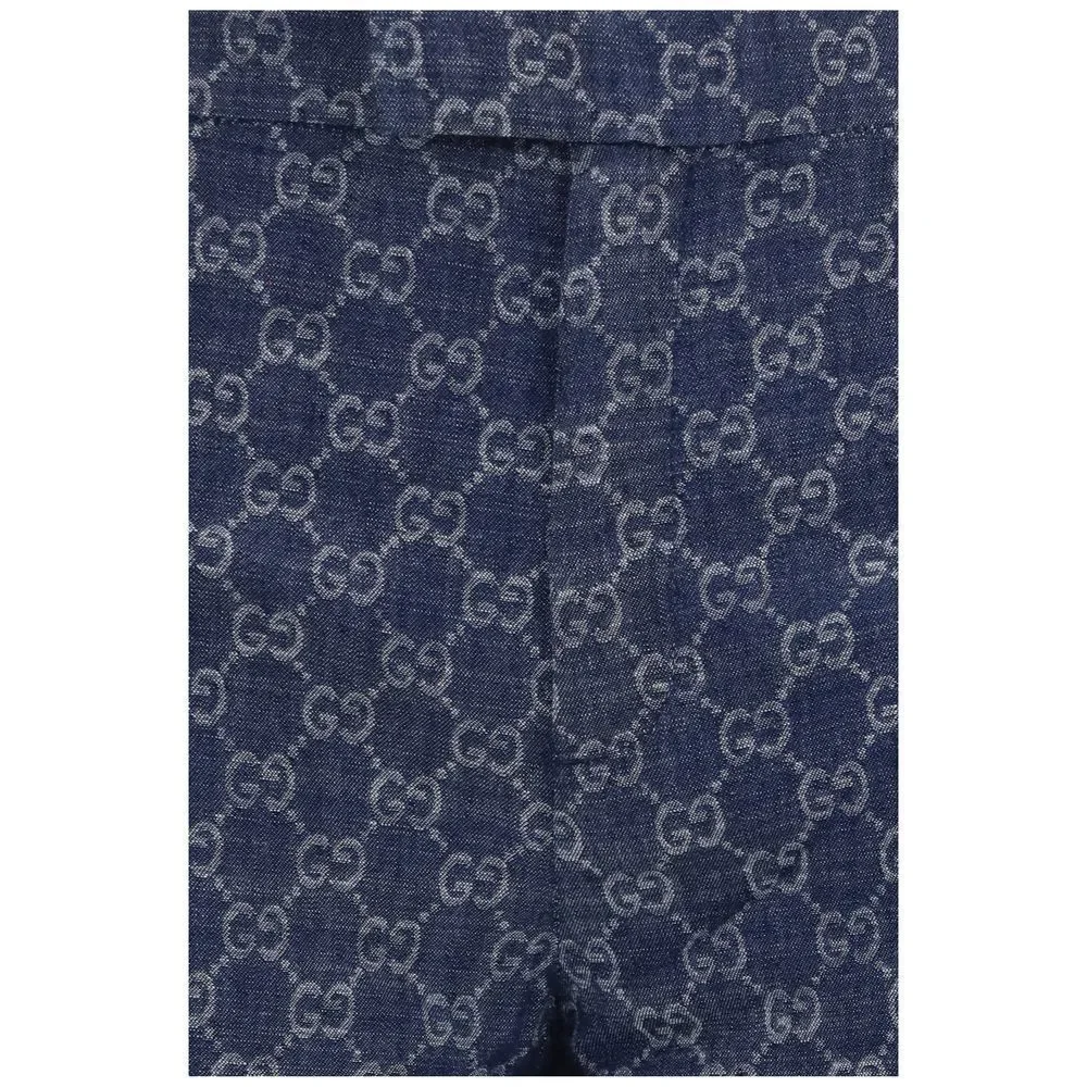 Gucci Blue Cotton Casual Pants